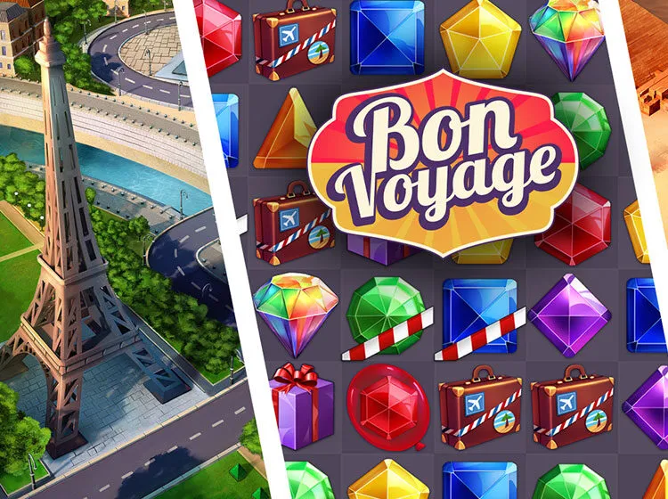 Bon Voyage — a colourful match-3 puzzle board